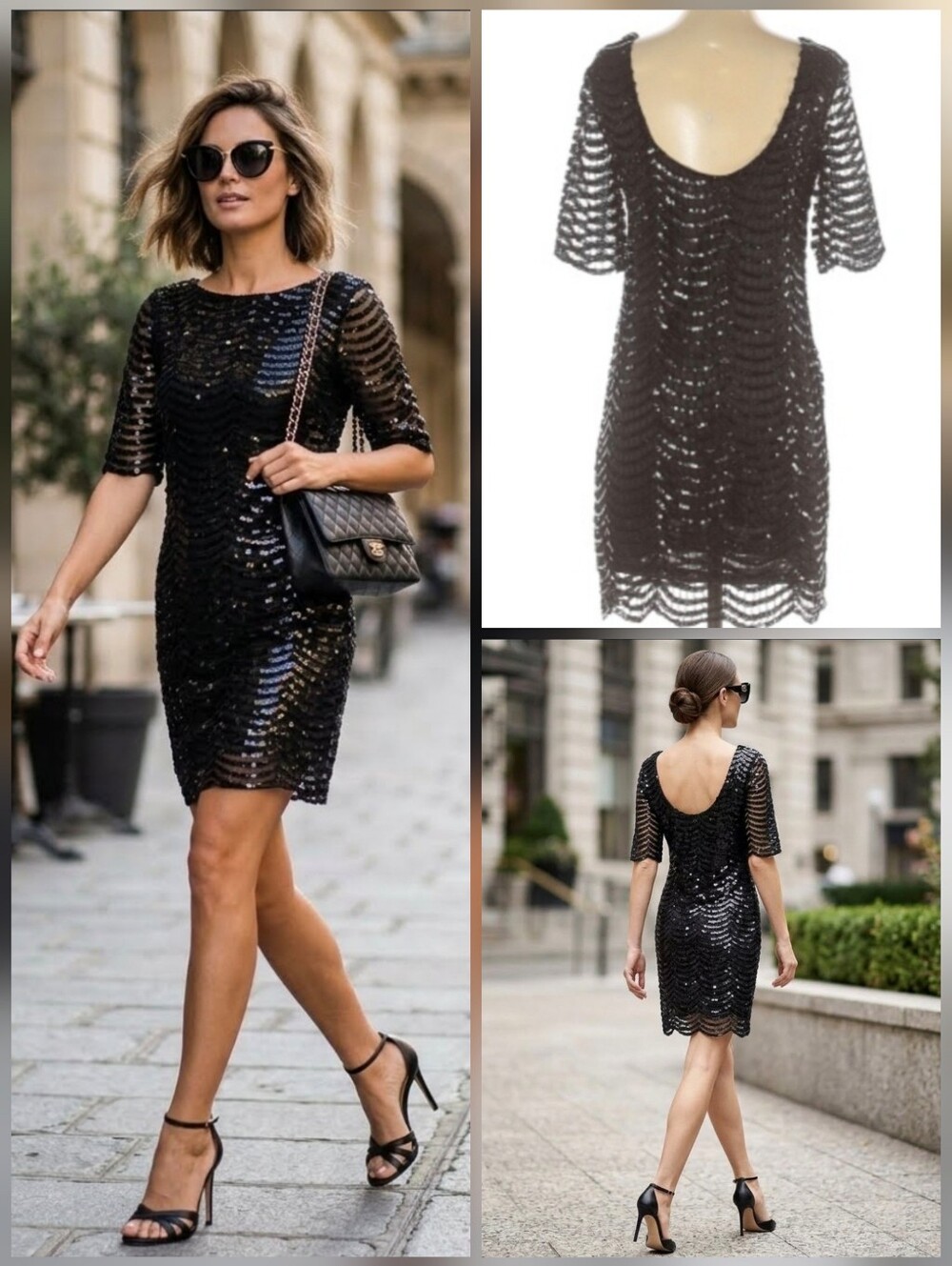 ❤️Dear'Gles black crochet sequined dress 🤍Small